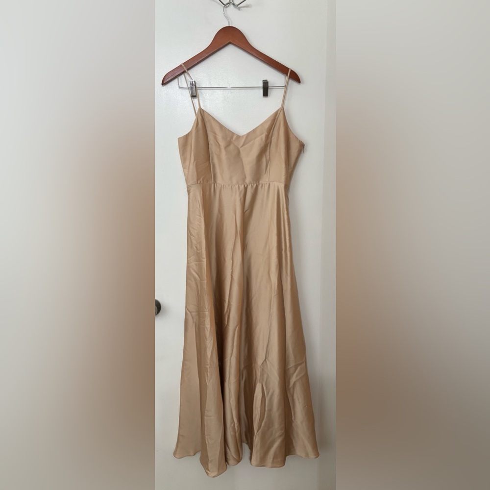 Show Me Your Mumu Faith Maxi Dress in Champagne Luxe Satin Size Large Wedding
